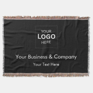 Custom Black Luxury Business Logo Template Throw Blanket