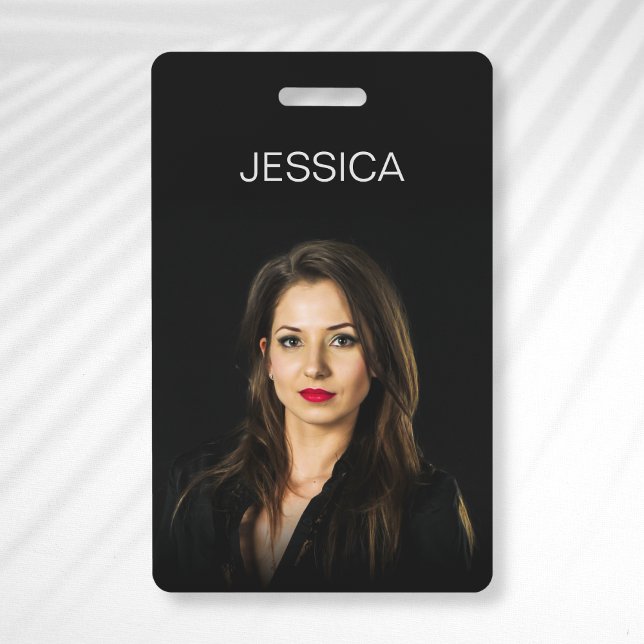 Custom Black Minimal Corporate Employee Photo ID Badge (Creator Uploaded)
