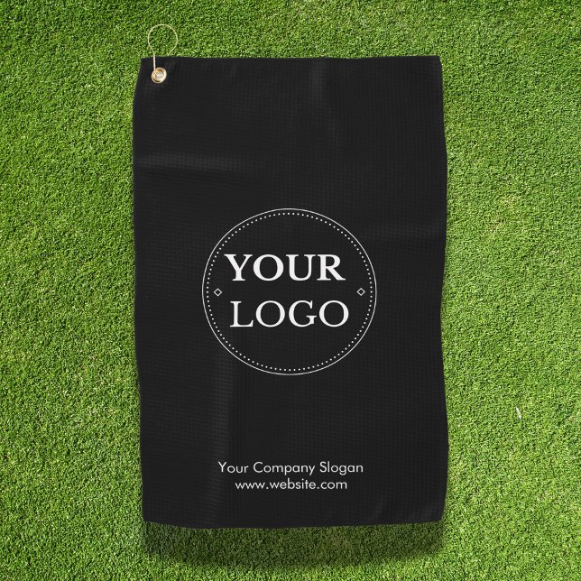Custom Black Modern Business Branded Logo  Golf Towel (Creator Uploaded)