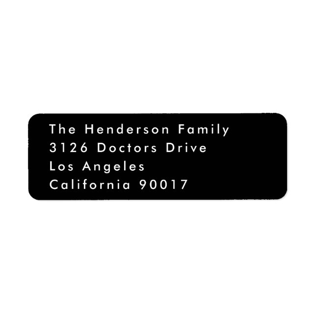 Custom black Modern Wedding Return Address Label (Front)