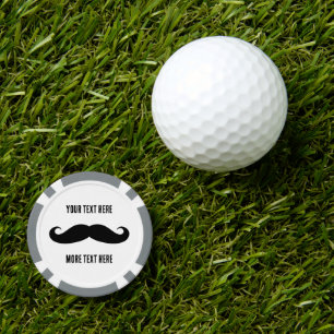 Custom black moustache poker chip golf ball marker