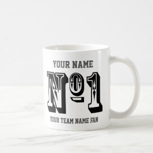 Custom Black Number 1 Sports Team Fan Personalised Coffee Mug
