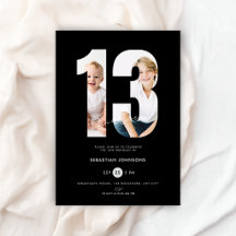 Custom Black Photo Boys Number 13th Birthday