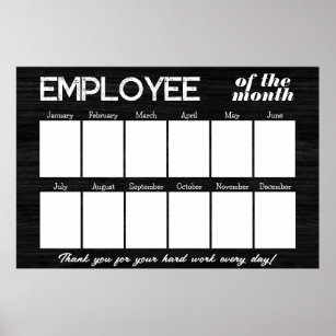 Custom black photo employee of the month display poster