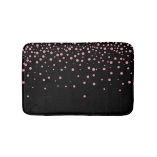Custom Black Pink Glitter Confetti Personalised Bath Mat