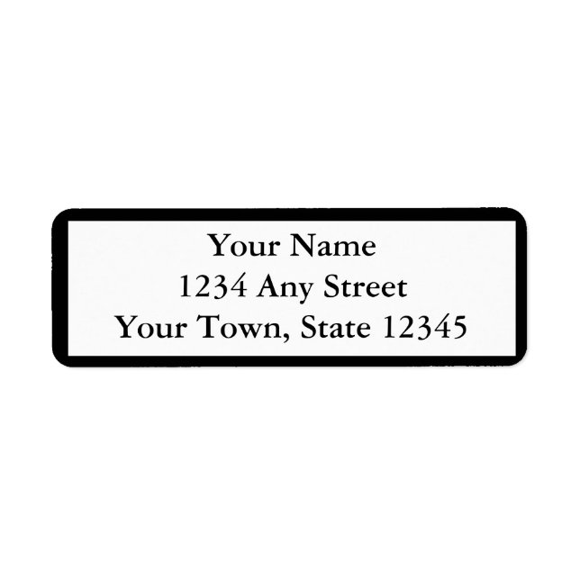 Custom Black Printed Return Address Labels (Front)