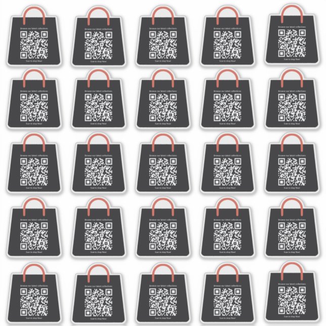Custom Black Promotional QR Code Shopping Stickers (Front)
