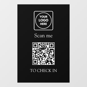 Custom Black QR Check-In   Business Logo Display