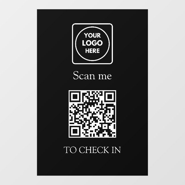 Custom Black QR Check-In | Business Logo Display (Sheet)