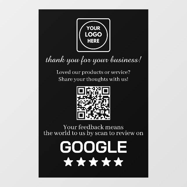 Custom Black QR Code | Google Reviews Display (Sheet)