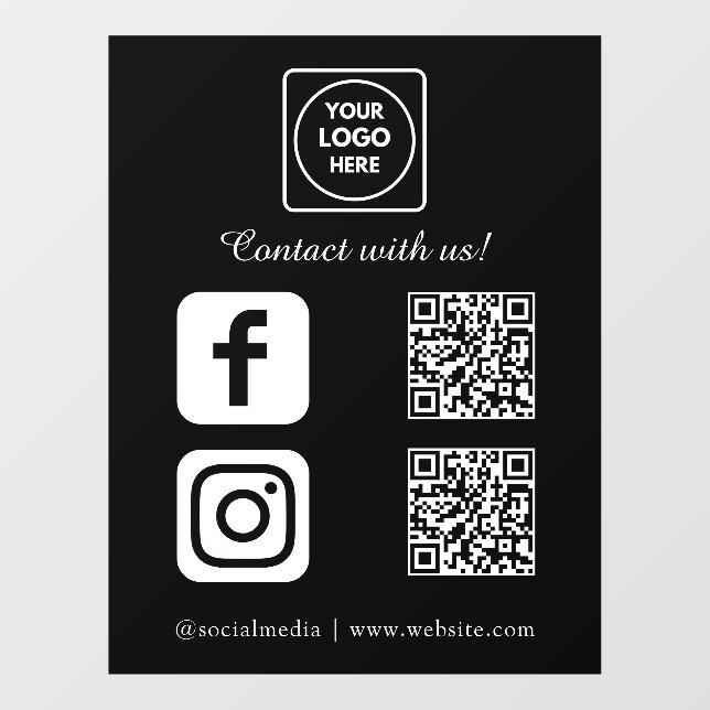 Custom Black QR Code | Instagram Facebook Display (Sheet)