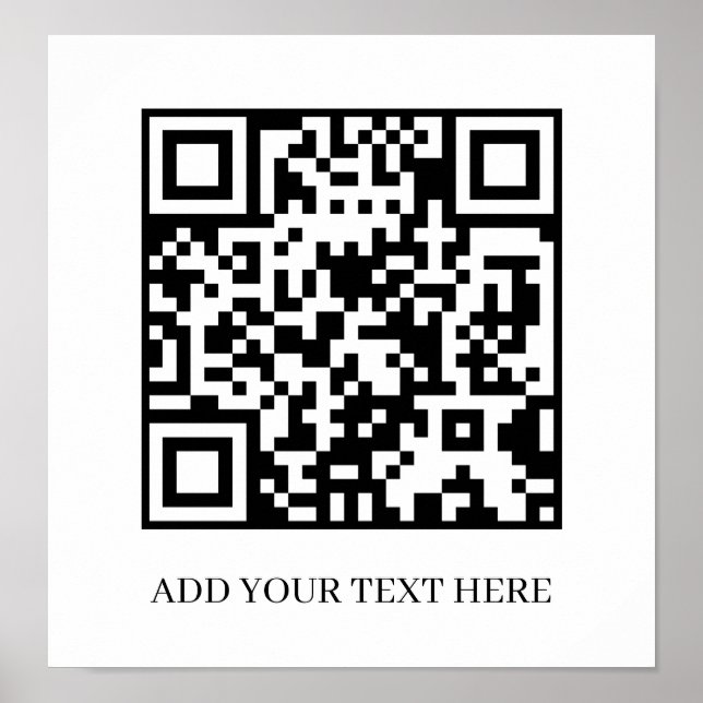 Custom Black QR Code | Minimalist Text Display Poster (Front)