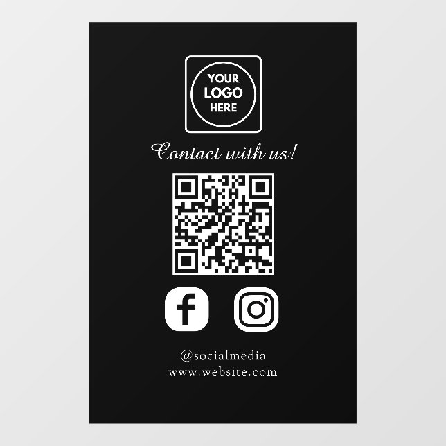 Custom Black QR Code | Social Media Display (Sheet)