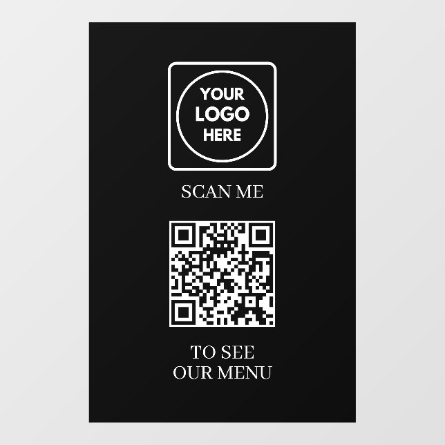 Custom Black QR Menu | Contactless Modern Display (Sheet)