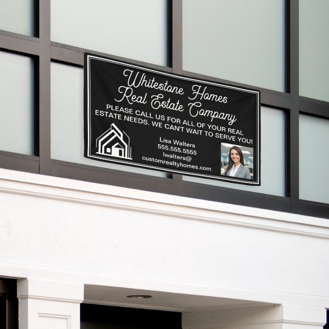 Custom Black Real Estate Company Realtor Marketing Banner (Outside Building)