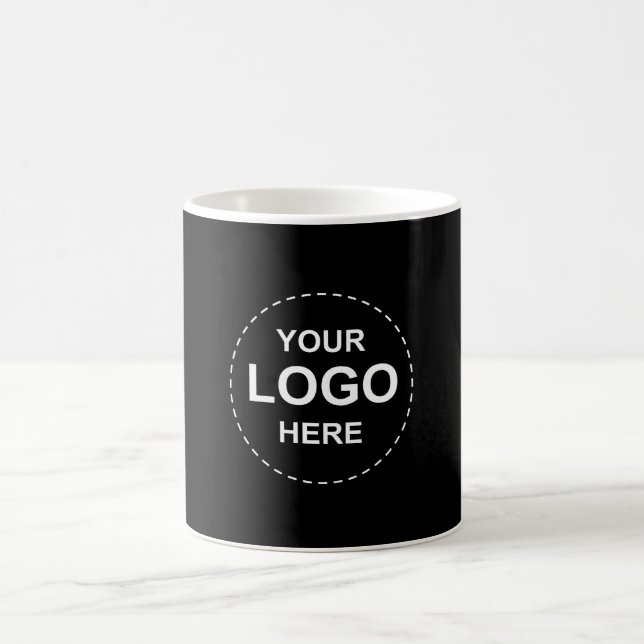Custom Black Rectangular Coffee with Business Logo Coffee Mug (Center)