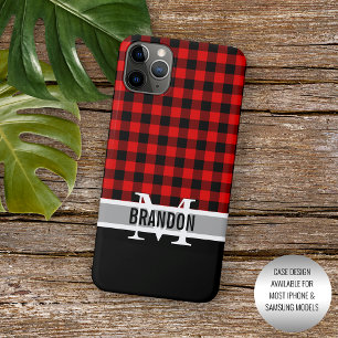 Custom Black Red Buffalo Lumberjack Plaid Pattern iPhone 16 Pro Max Case