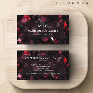 Custom Black Red Diamond Abstract Professional Business Card