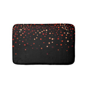 Custom Black Red Glitter Confetti Personalised Bath Mat