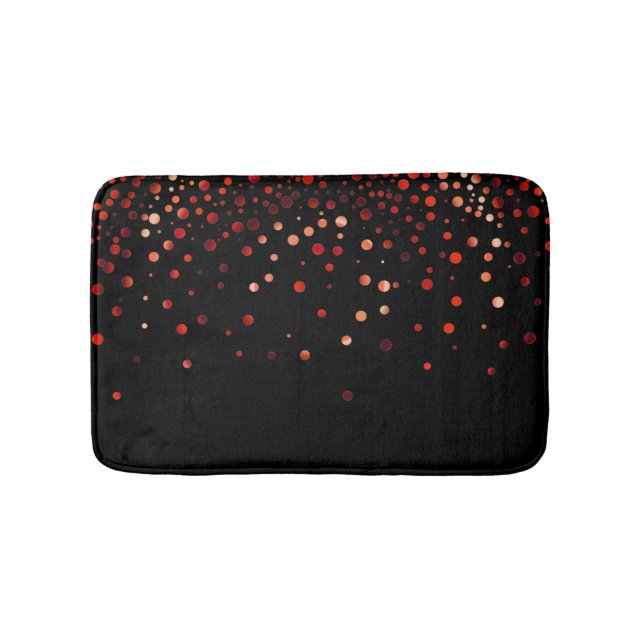 Custom Black Red Glitter Confetti Personalised Bath Mat (Front)