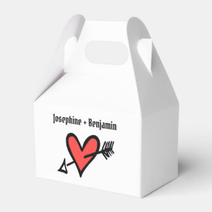 Custom Black & Red Love Heart Wedding Favour Box