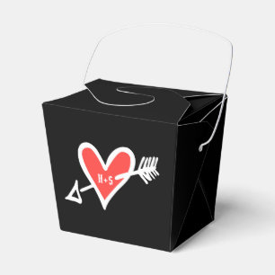 Custom Black & Red Love Heart Wedding Favour Box