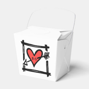 Custom Black & Red Love Heart Wedding Favour Box