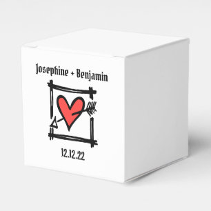 Custom Black & Red Love Heart Wedding Favour Box
