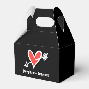 Custom Black & Red Love Heart Wedding Favour Box