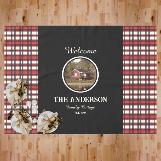 Custom Black Red Plaid Farmhouse Style Tablecloth (Creator Uploaded)