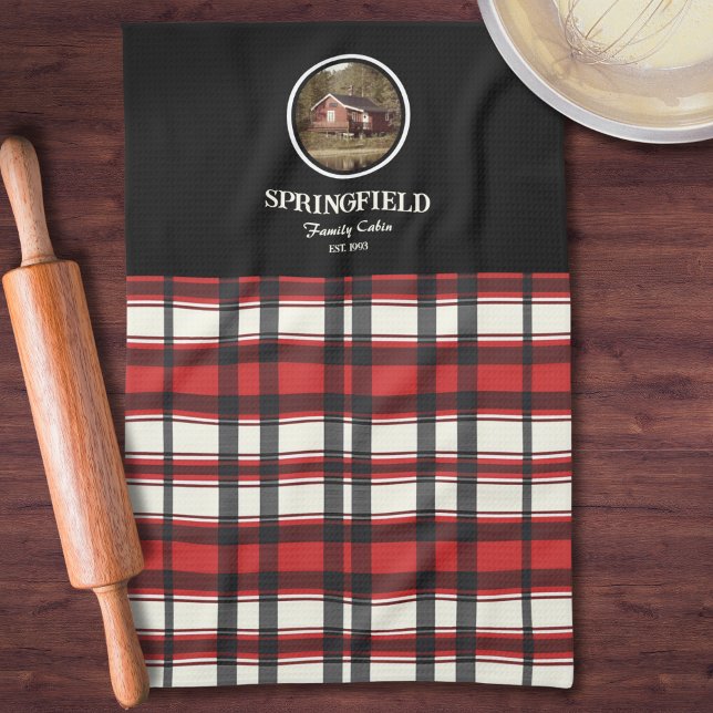 Custom Black Red Plaid Farmhouse Style  Tea Towel (Creator Uploaded)