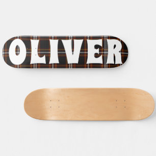custom black scottish tartan checkerboard skateboard