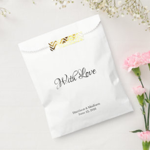 Custom black script name Wedding gift Favour Bag
