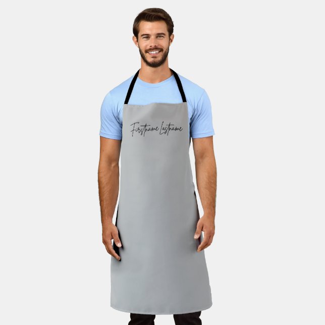 Custom Black Signature Cooking Gift for Chef Apron (Worn)