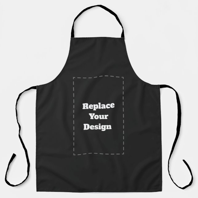 Custom black simple Design Add Photo or Text Apron (Front)