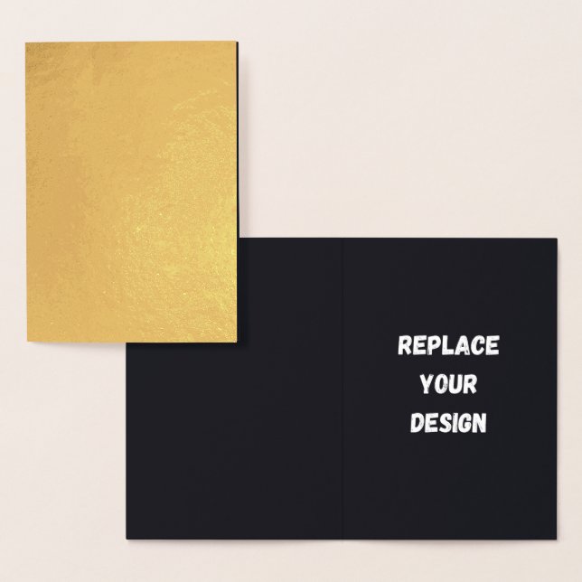 Custom black simple Design Add Photo or Text Foil Card (Display)