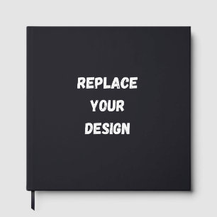 Custom black simple Design Add Photo or Text Guest Book