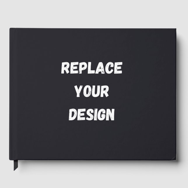 Custom black simple Design Add Photo or Text Guest Book (Front)