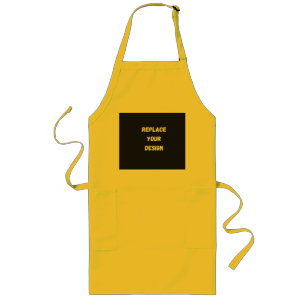 Custom black simple Design Add Photo or Text Long Apron