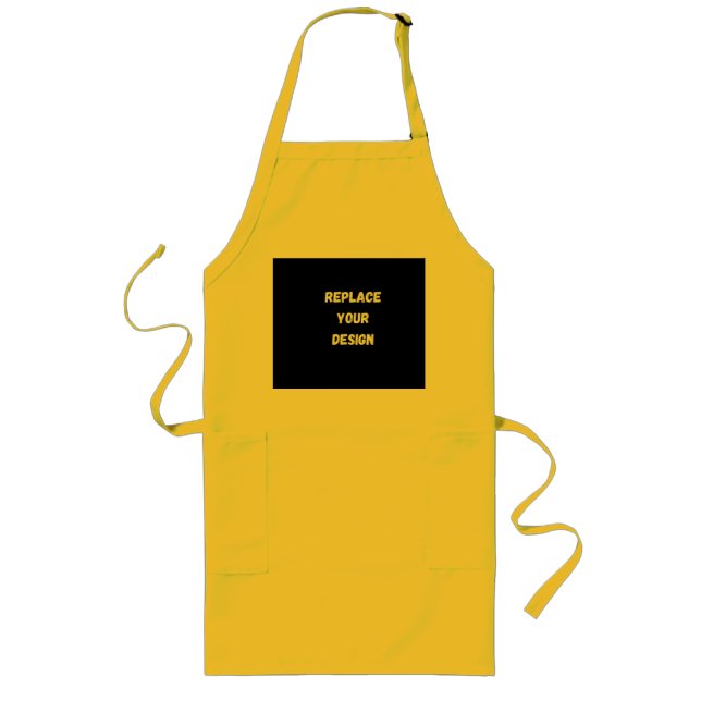 Custom black simple Design Add Photo or Text Long Apron (Front)