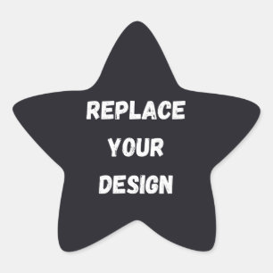 Custom black simple Design Add Photo or Text Star Sticker