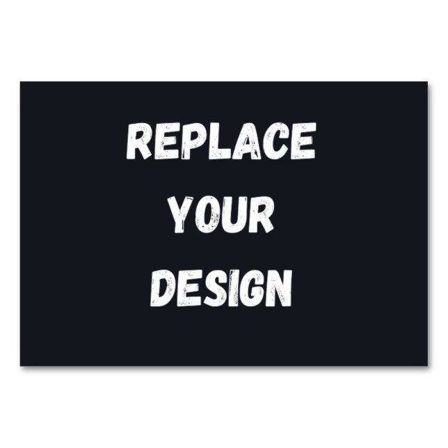 Custom black simple Design Add Photo or Text Table Number (Front)