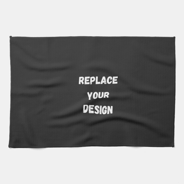 Custom black simple Design Add Photo or Text Tea Towel (Horizontal)