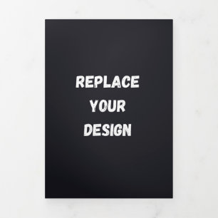 Custom black simple Design Add Photo or Text Tri-Fold Announcement