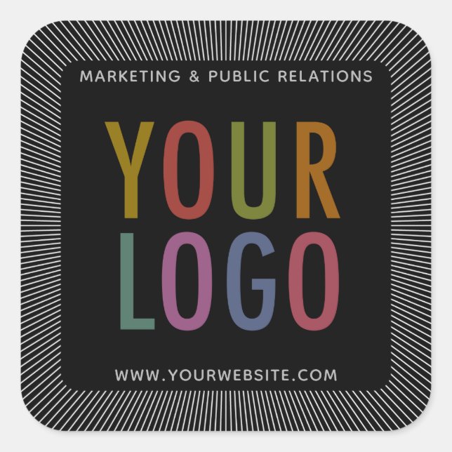 Custom Black Square Stickers with Company Logo (Front)
