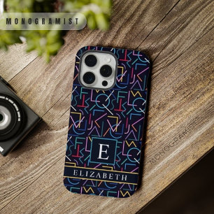 Custom Black Teal Blue Yellow Red Abstract Pattern iPhone 15 Pro Max Case