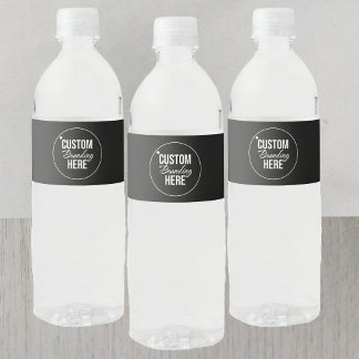 Custom Black Water Bottle Labels For Business