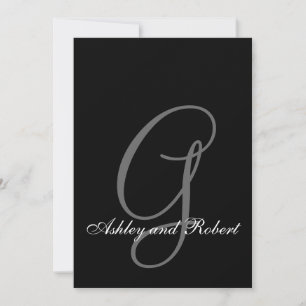 Custom Black Wedding Invitation Monogram Names