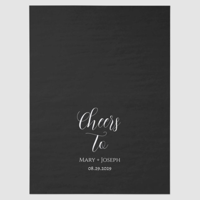 Custom Black Wedding Tissue Paper with White Text  (Front)