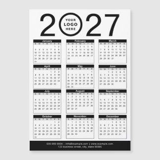 Custom Black White 2027 Calendar & Business Logo